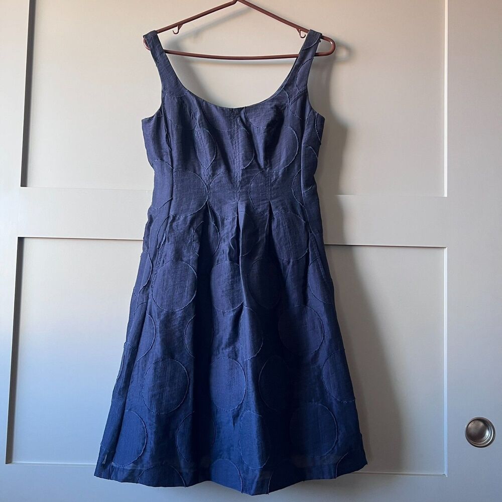 Nine West Dress Womens Size 6‎ Navy Blue Circle Appliqué Sleeveless Fit & Flare